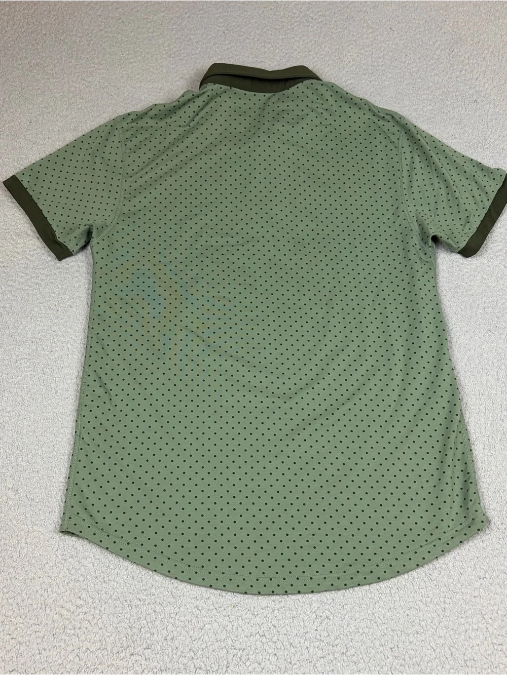BYLT Basics Polo with Olive Green and Dark Green Trim Polka Dots Stretch - Picture 7 of 9